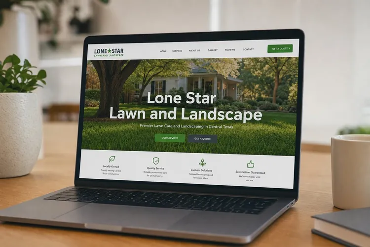 Website design concept for landscaping & lawn care Lone Star Lawn